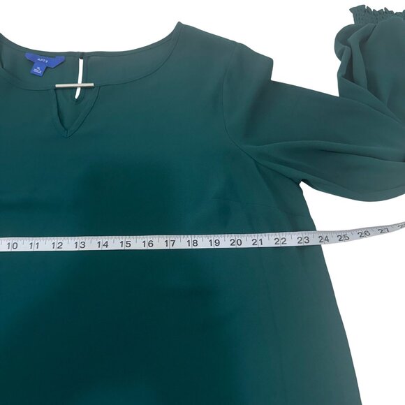 Apt. 9 Womens Long-Sleeve Blouse SZ XL Green Keyhole Neck Lightweight Polyester - Picture 5 of 12